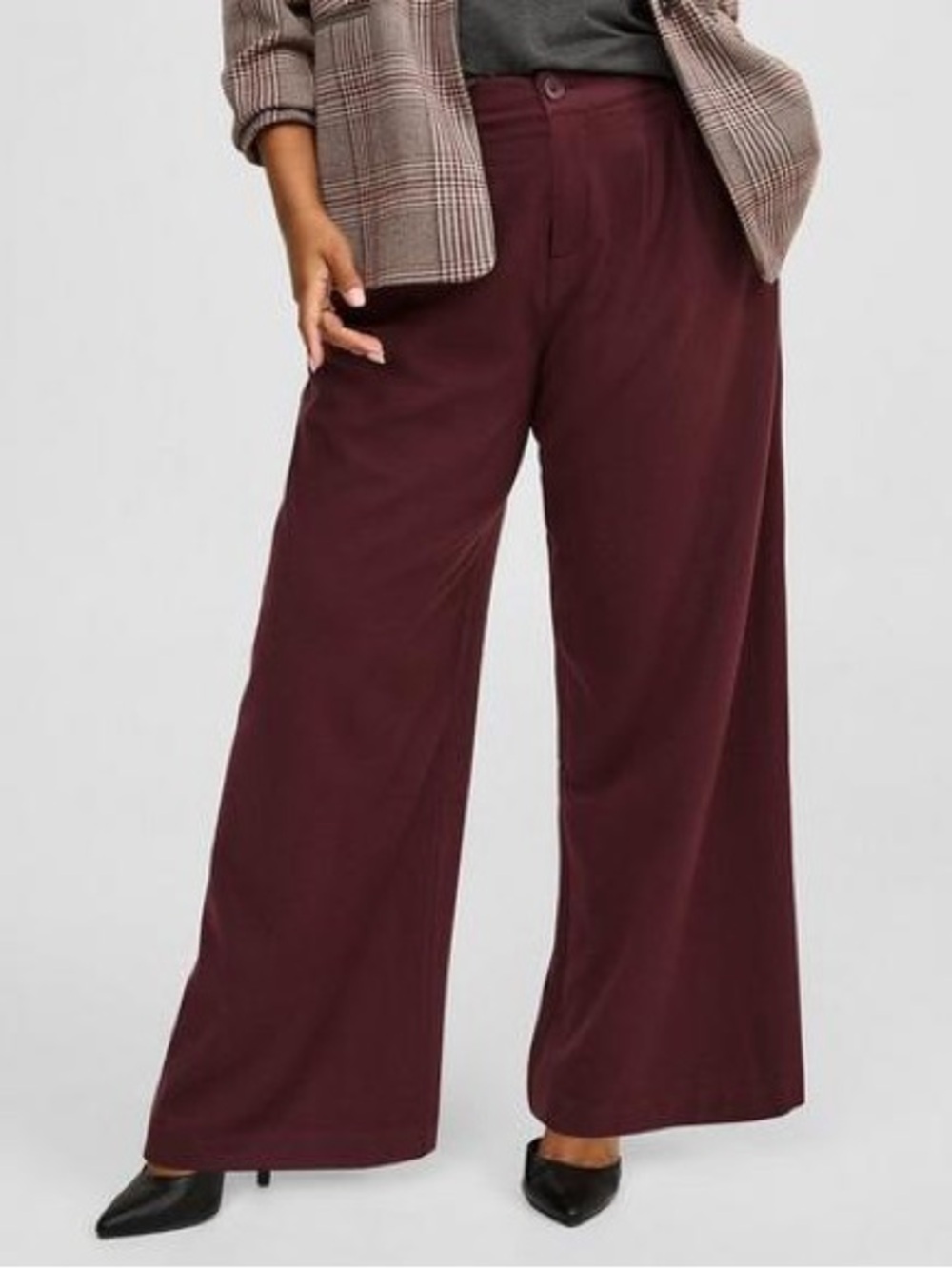 Torrid Burgundy Brushed Twill High Rise Wide Leg Pants